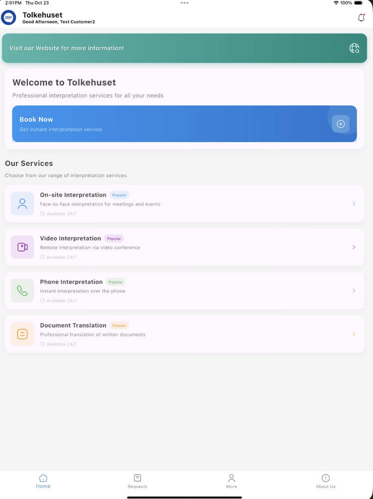 Tolkehuset app screenshot